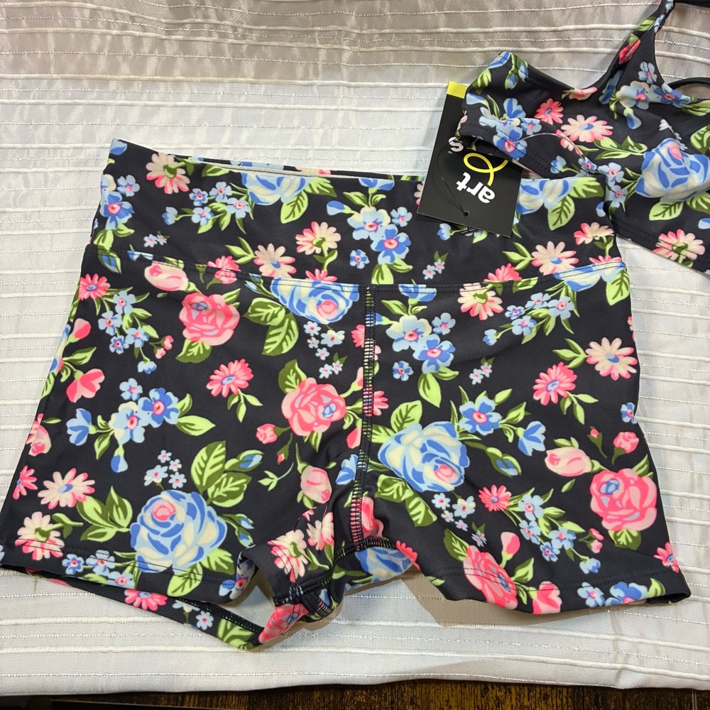 Art Class Floral Kids Swim Bikini - Black, Pink, Blue